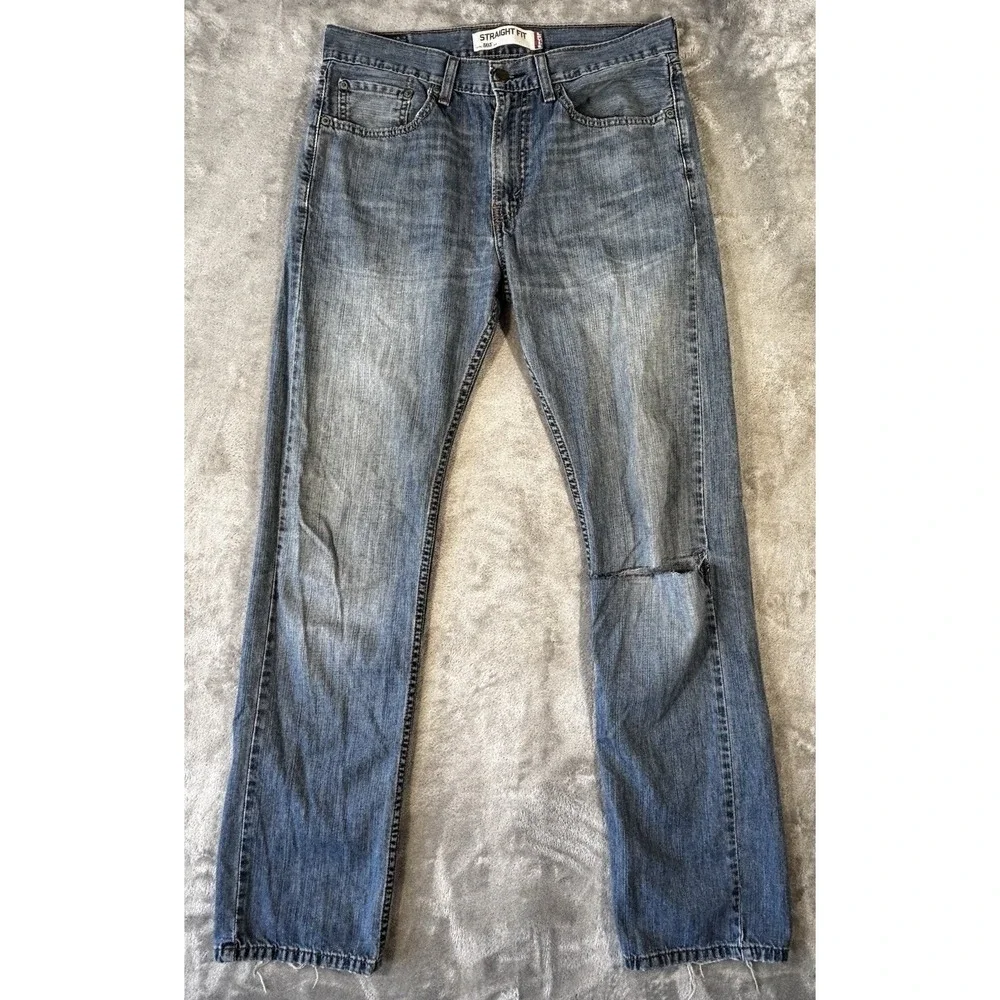 Vintage Levis 505 Jeans Men 32x34 Denim‎ Pants Straight Y2K whiskers distressed